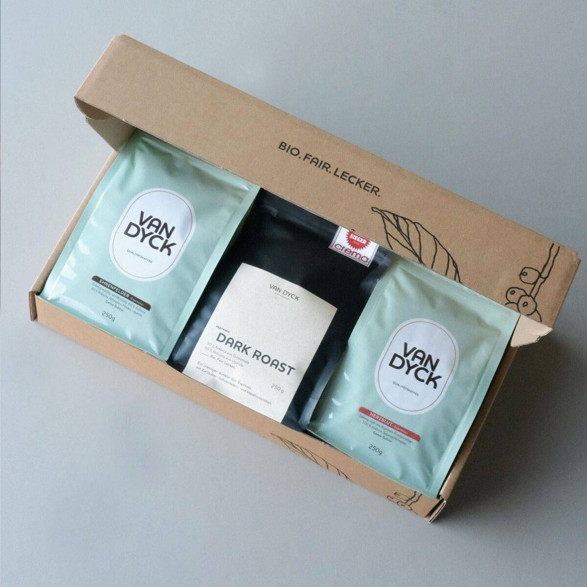 Probesortiment Espresso im geöffneten Karton